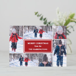 Moderne Kerstmis met fotocollage Folie Feestdagenkaart