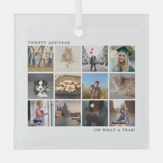 Moderne Kerstmis met fotocollage Glas Ornament (Voorkant)