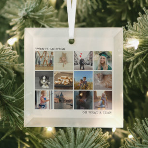 Moderne Kerstmis met fotocollage Glas Ornament