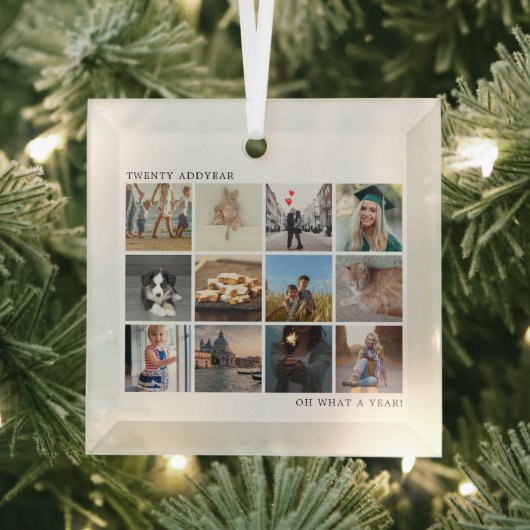 Moderne Kerstmis met fotocollage Glas Ornament (Insitu)