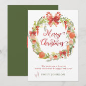 Moderne kerstmis met kalligrafie, niet-foto feestdagenkaart (Voorkant / Achterkant)