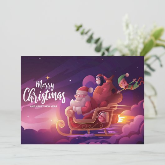 Moderne kerstmis met kerstmis feestdagenkaart (Staand voorkant)