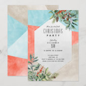 Moderne kerstmis met kleurenblok kaart (Voorkant / Achterkant)