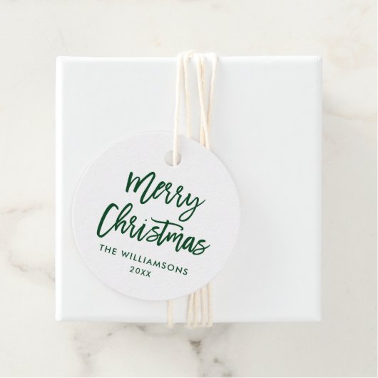 Moderne kerstmis met penseelscript bedankjes labels (In situ)