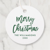 Moderne kerstmis met penseelscript bedankjes labels (Voorkant)