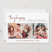 Moderne kerstmis met rode en zwarte foto's feestdagenkaart (Voorkant)