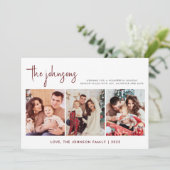 Moderne kerstmis met rode en zwarte foto's feestdagenkaart (Staand voorkant)