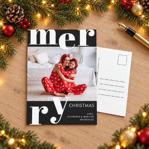 Moderne Kerstmis met Vet Gedrukte Typografie Zwart Feestdagenkaart