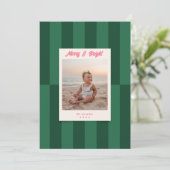 Moderne Kerstmis met vrolijke en heldere groene st Feestdagenkaart (Staand voorkant)