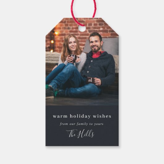 Moderne Kerstmis | Minimale stijlvolle paarfoto Cadeaulabel (Voorkant)