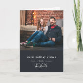 Moderne Kerstmis | Minimale stijlvolle paarfoto Feestdagen Kaart (Voorkant)