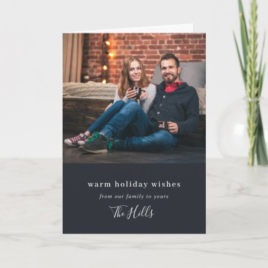 Moderne Kerstmis | Minimale stijlvolle paarfoto Feestdagen Kaart (Voorkant)