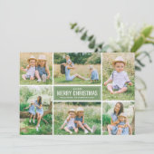 Moderne kerstmis Mint Green Photo Collage Feestdagenkaart (Staand voorkant)