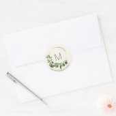 Moderne kerstmis | Monogram | Familienaam Ronde Sticker (Envelop)