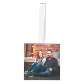 Moderne Kerstmis | Paar foto Burgundy Maroon Decoratie (Voorkant)