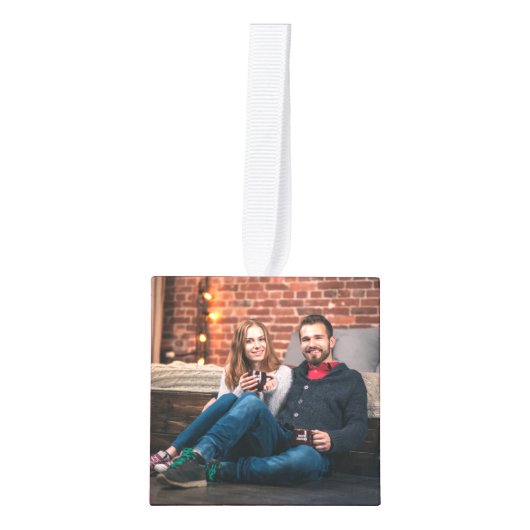 Moderne Kerstmis | Paar foto Burgundy Maroon Decoratie (Voorkant)