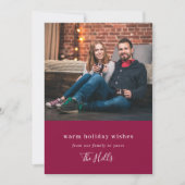 Moderne Kerstmis | Paar foto Burgundy Maroon Feestdagenkaart (Voorkant)