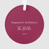 Moderne Kerstmis | Paar foto Burgundy Maroon Ornament (achterkant)