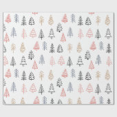 Moderne Kerstmis Pine Forest Tree Patroon Vakantie Cadeaupapier (Vlak)