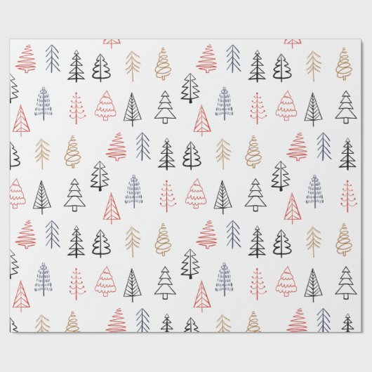 Moderne Kerstmis Pine Forest Tree Patroon Vakantie Cadeaupapier (Vlak)