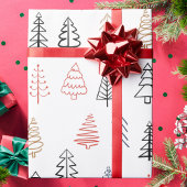 Moderne Kerstmis Pine Forest Tree Patroon Vakantie Cadeaupapier