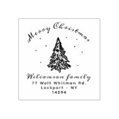 Moderne Kerstmis/Pine Tree/Family Return-adres Rubberstempel (Afrduk)