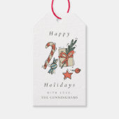 Moderne kerstmis Prettige feestdagen cadeautjes La Cadeaulabel (Voorkant)