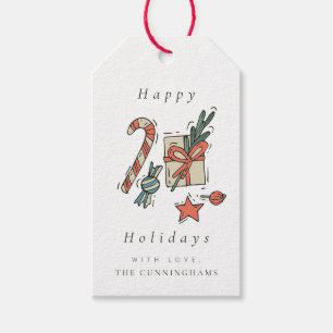 Moderne kerstmis Prettige feestdagen cadeautjes La Cadeaulabel