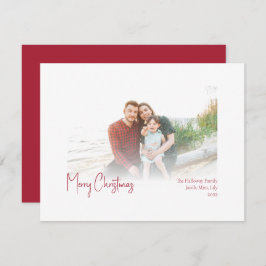Moderne Kerstmis | Red Faded Photo Holiday Kaart