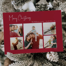 Moderne Kerstmis | Red Five-Photo Holiday Kaart