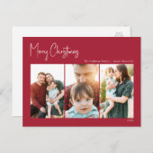 Moderne Kerstmis | Red Three-Photo Feestdagenkaart (Voorkant / Achterkant)
