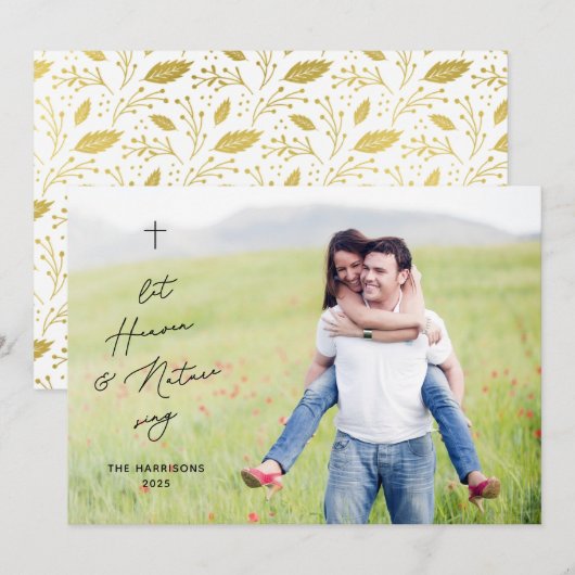 Moderne Kerstmis Religieuze Hemel & Natuur Foto Feestdagenkaart (Voorkant / Achterkant)