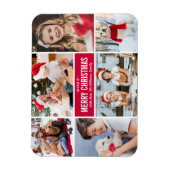 Moderne Kerstmis Rode Foto Collage Magneet (Verticaal)