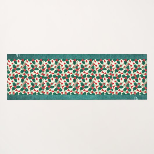 Moderne Kerstmis Rode Holly Meditatie.Groene Bloem Yogamat (Achterkant (horizontaal))