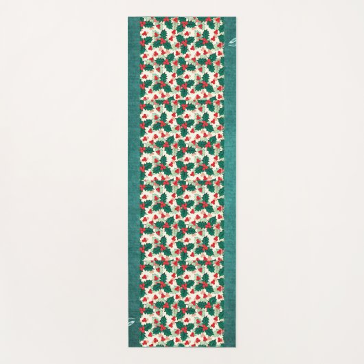 Moderne Kerstmis Rode Holly Meditatie.Groene Bloem Yogamat (Voorkant)