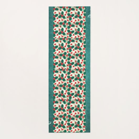 Moderne Kerstmis Rode Holly Meditatie.Groene Bloem Yogamat (Achterkant)