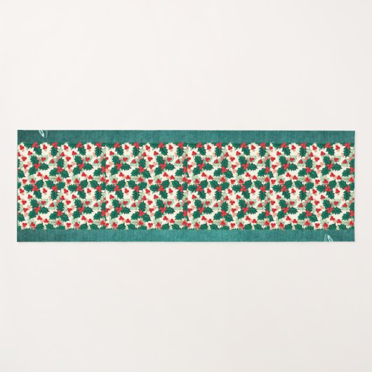 Moderne Kerstmis Rode Holly Meditatie.Groene Bloem Yogamat (Voorkant (horizontaal))