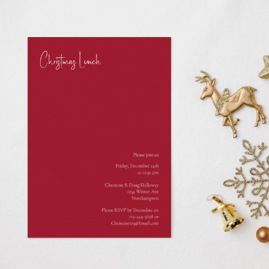 Moderne Kerstmis | Rode Lunch Kaart