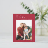 Moderne Kerstmis | Rode verticale enkele foto Feestdagenkaart (Staand voorkant)