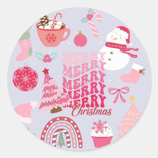 Moderne Kerstmis Ronde Sticker (Voorkant)