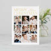 Moderne Kerstmis Rood 9 Fotocollage Folie Feestdagenkaart (Staand Voorkant)