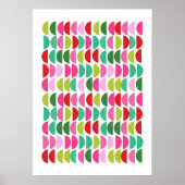 Moderne Kerstmis Rood Groen Roze Geometrische Muur Poster (Voorkant)