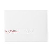 Moderne Kerstmis | Rood script retouradres Adreslabel Wikkel (Voorkant)