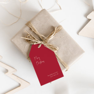 Moderne Kerstmis   Roodfamilie — Gift Labels Cadeaulabel