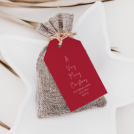 Moderne Kerstmis | Roodfamilie - Labels met schenk Cadeaulabel