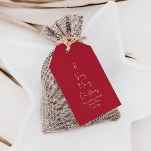 Moderne Kerstmis | Roodfamilie - Labels met schenk Cadeaulabel