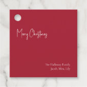 Moderne Kerstmis | Roodvierkant Label met cadeau (Voorkant)