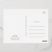 Moderne Kerstmis Script Drie Foto | Goud Folie Ho Feestdagen Briefkaart (Achterkant)