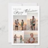 Moderne Kerstmis Script Familie Foto Feestdagenkaart (Voorkant)