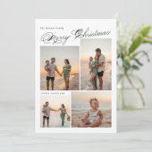 Moderne Kerstmis Script Familie Foto Feestdagenkaart (Staand voorkant)